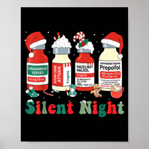 Funny Santa Profol Silent Night Icu Nurses Merry C Poster