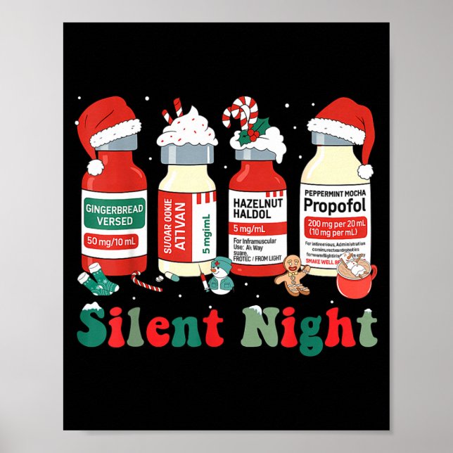 Funny Santa Profol Silent Night Icu Nurses Merry C Poster (Front)