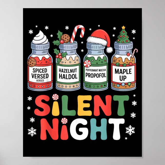 Funny Santa Profol Silent Night Icu Nurses Merry C Poster (Front)