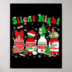 Funny Santa Profol Silent Night Icu Nurses Merry C Poster