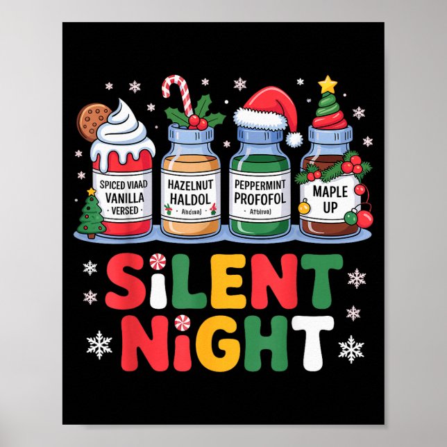 Funny Santa Profol Silent Night Icu Nurses Merry C Poster (Front)
