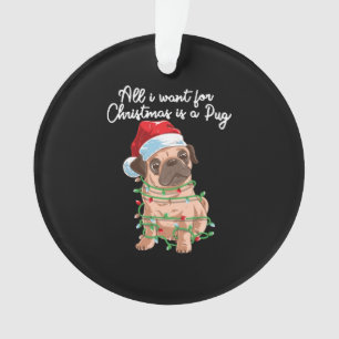 Funny Santa Pug Christmas Ornament