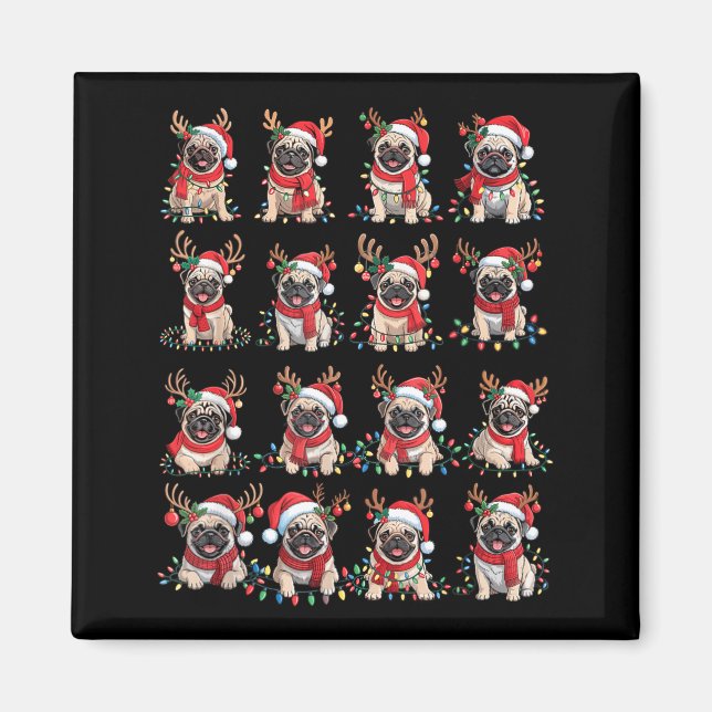 Funny Santa Pugs Christmas Xmas For Women Men  Magnet (Front)