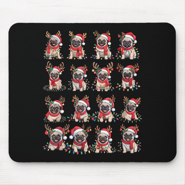 Funny Santa Pugs Christmas Xmas For Women Men  Mouse Pad (Front)