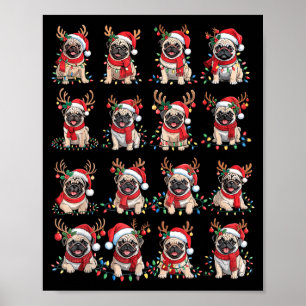 Funny Santa Pugs Christmas Xmas For Women Men Poster