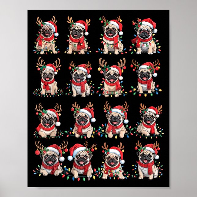 Funny Santa Pugs Christmas Xmas For Women Men  Poster (Front)