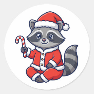 Funny Santa Racoon Christmas Sticker