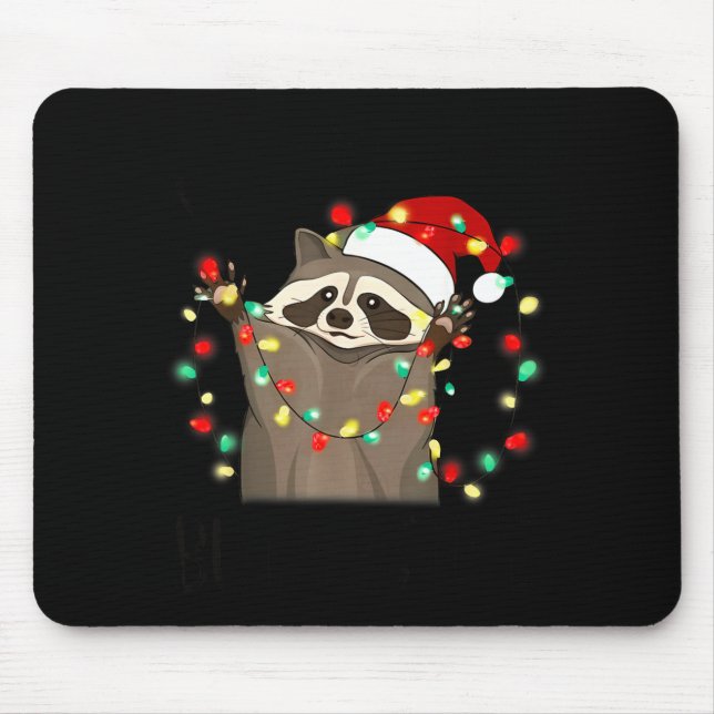 Funny Santa Racoon Overstimulated But Festive Xmas Mouse Pad (Front)