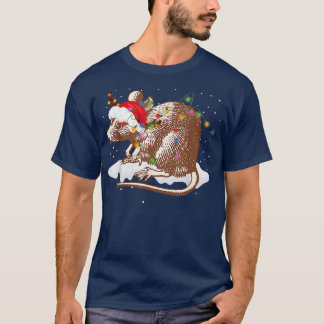 Funny Santa Rat Animal Christmas Lights Lover Chri T-Shirt