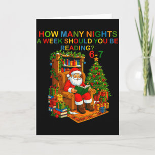 Funny Santa Reading 67 Meme Tee Christmas Teacher Card
