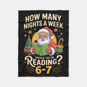 Funny Santa Reading 67 Meme Tee Christmas Teacher Fleece Blanket