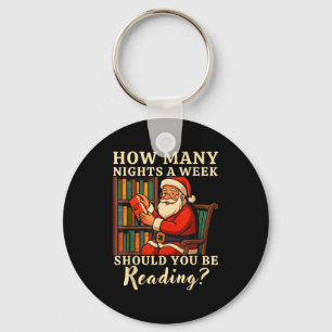 Funny Santa Reading 67 Meme Tee Christmas Teacher  Key Ring