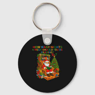 Funny Santa Reading 67 Meme Tee Christmas Teacher  Key Ring