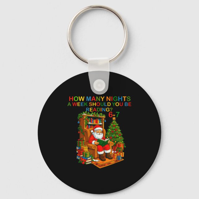 Funny Santa Reading 67 Meme Tee Christmas Teacher  Key Ring (Front)