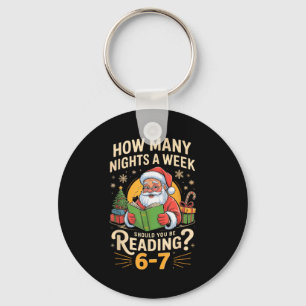 Funny Santa Reading 67 Meme Tee Christmas Teacher Key Ring