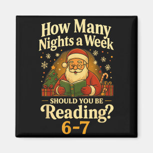 Funny Santa Reading 67 Meme Tee Christmas Teacher  Magnet