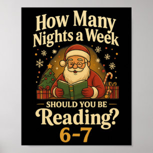 Funny Santa Reading 67 Meme Tee Christmas Teacher Poster