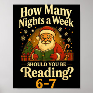 Funny Santa Reading 67 Meme Tee Christmas Teacher Poster