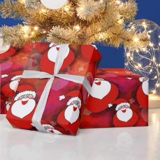 Funny Santa Red Festive Christmas  Wrapping Paper