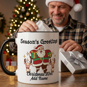 Funny Santa Red & Gold Personalise Mug