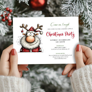 Funny Santa Red Green Cartoon Party Invitation