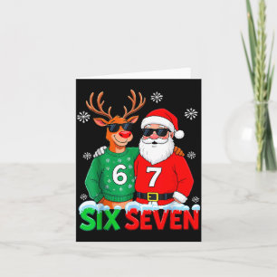 Funny Santa Reindeer 6 7 Christmas Meme Six Seven  Card