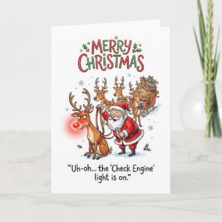 Funny Santa Reindeer – Check Engine Light Card
