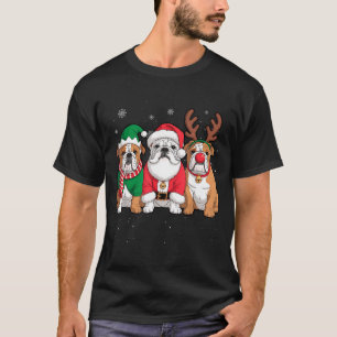 Funny Santa Reindeer English Bulldog Dog Women Men T-Shirt