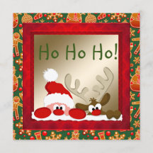 Funny Santa & Reindeer Kids' Xmas Card