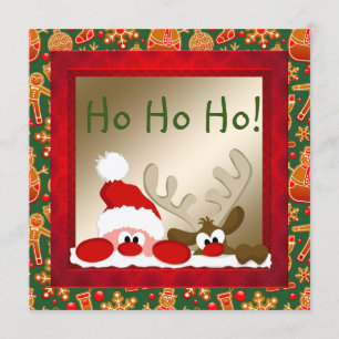 Funny Santa & Reindeer Kids' Xmas Card