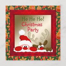Funny Santa & Reindeer Kids' Xmas Party Invite