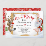 Funny Santa Reindeer Merry Little Christmas Party Invitation<br><div class="desc">Funny Santa Reindeer Merry Little Christmas Party Invitation.</div>