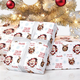 Funny Santa Reindeers Girl Name Text Christmas Wrapping Paper