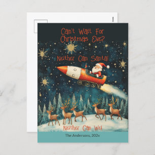 Funny Santa Retro Christmas Eve Postcard