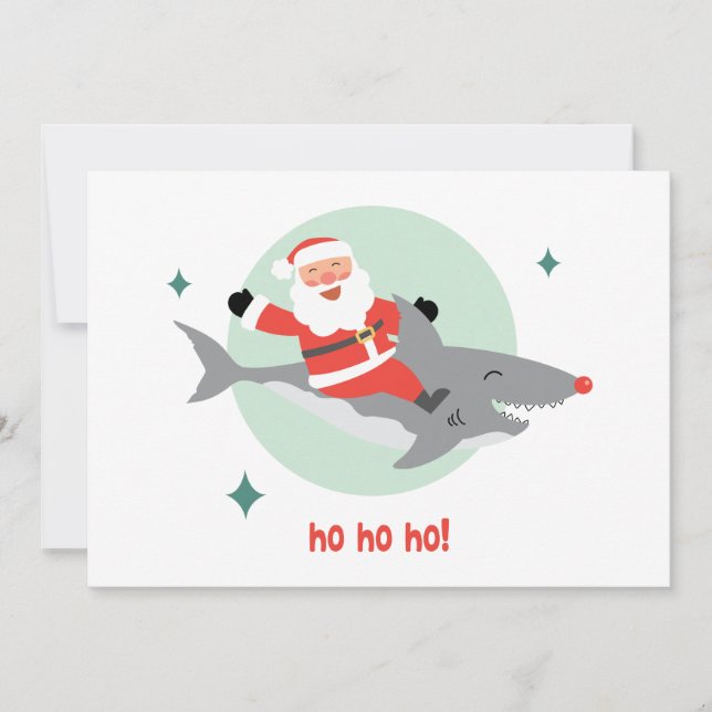 Funny Santa Riding A Shark (Front)