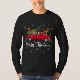 Funny Santa Riding Christmas Tree Truck Antelope C T-Shirt