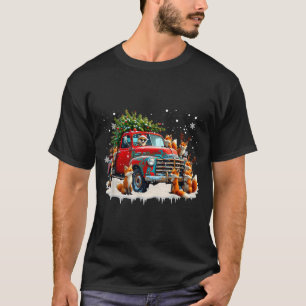 Funny Santa Riding Christmas Tree Truck Fox Christ T-Shirt