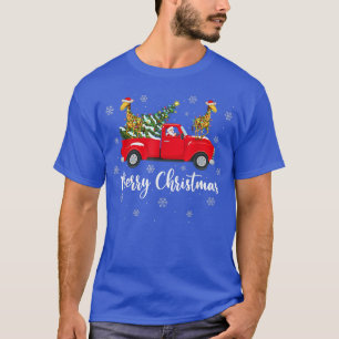 Funny Santa Riding Christmas Tree Truck Giraffe Ch T-Shirt