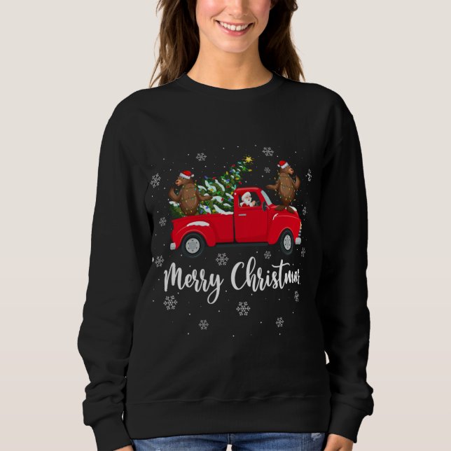 Funny Santa Riding Christmas Tree Truck Sea Lion C Sweatshirt (Front)