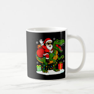 Funny Santa Riding Dinosaur T Rex Christmas Santa  Coffee Mug