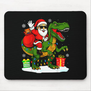 Funny Santa Riding Dinosaur T Rex Christmas Santa Mouse Pad