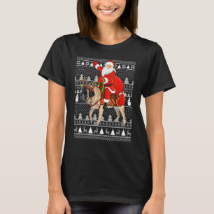 Funny Santa Riding English Mastiff Dog Ugly Christ T-Shirt