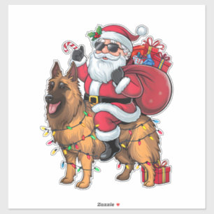 Funny Santa Riding German Shepherd Dog Christmas 