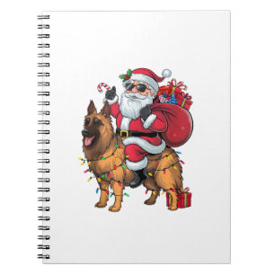 Funny Santa Riding German Shepherd Dog Christmas  Notebook