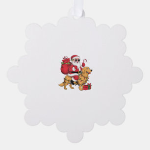 Funny Santa Riding Golden Retriever Dog Christmas Tree Decoration Card
