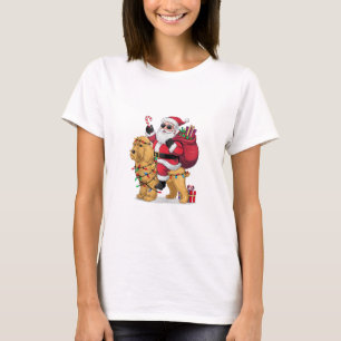 Funny Santa Riding Goldendoodle Dog Christmas T-Shirt
