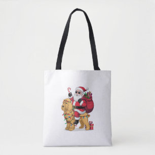 Funny Santa Riding Goldendoodle Dog Christmas  Tote Bag
