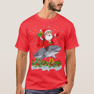 Funny Santa Riding Great White Shark ChristmasT-Sh T-Shirt