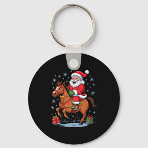 Funny Santa Riding Horse Equestrian Christmas Xmas Key Ring