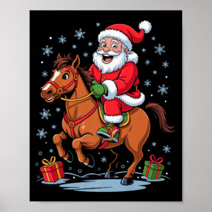 Funny Santa Riding Horse Equestrian Christmas Xmas Poster